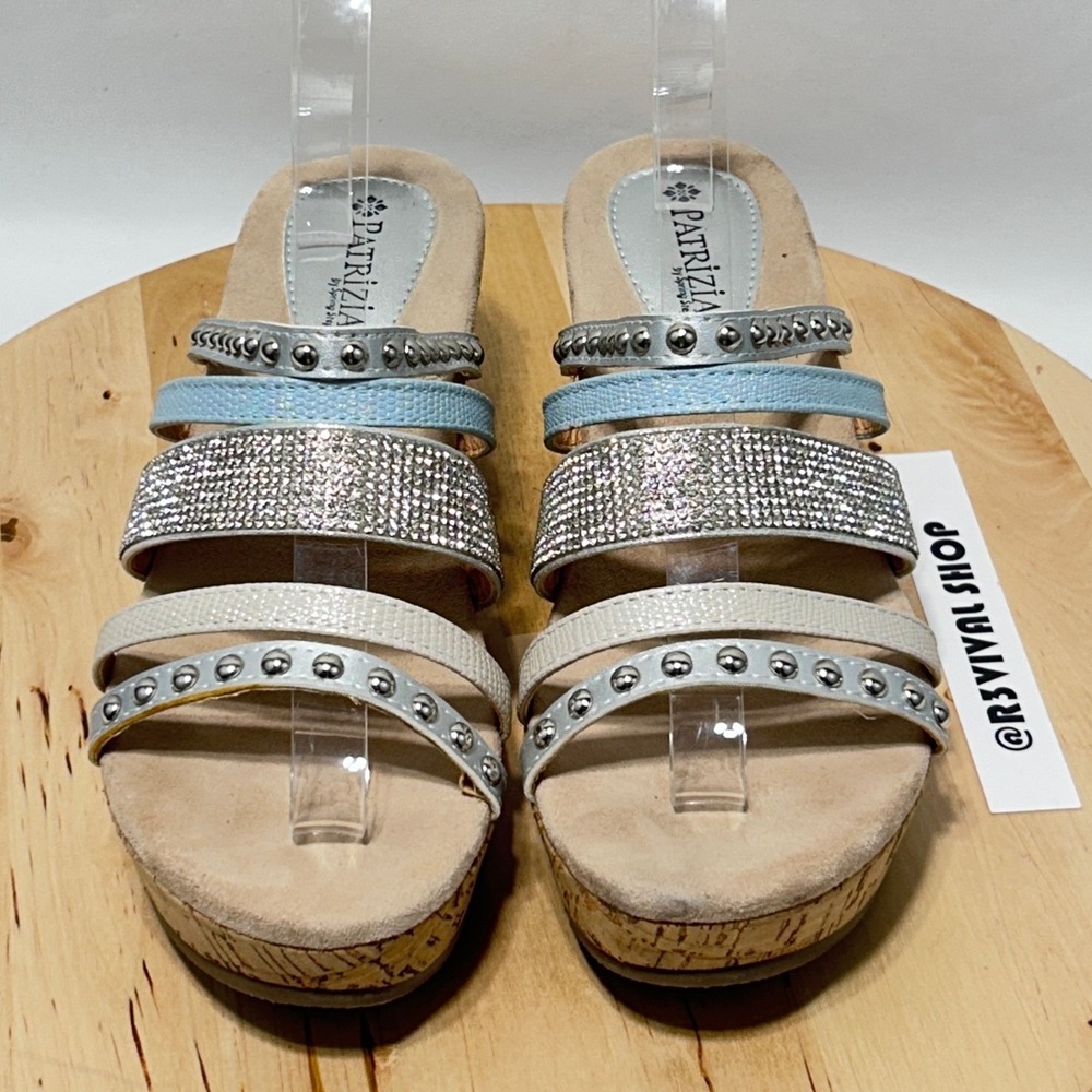 Patrizia Multistrap Womens Slip On Open Toe Rhinestone Accent‎ Wedge Sandal -42 - Picture 3 of 10